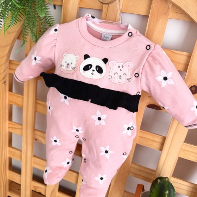 Macacão Malha Trape Zape - Leoa, Oncinha e Pandinha - Rose e Preto